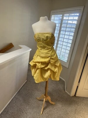 Zum Zum by Niki Livas Yellow Beaded strapless ruffles dress Prom formal wedding - Image 1 of 4