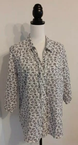 💕George Size 18 100% Cotton Chintzy Floral Blouse ~ Faux Pockets ~ Ruffle Trim - Picture 1 of 8