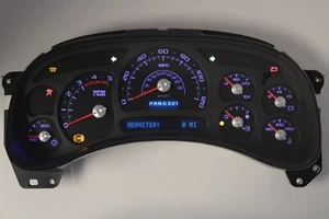 03 04 05 REBUILT CUSTOM BLACK GAUGE DURAMAX DIESEL BLUE LED COMPLETE CLUSTER BRS - Picture 1 of 1