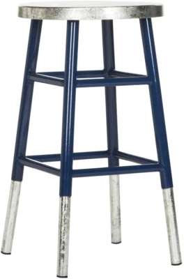 Home Collection Kenzie Navy Blue and Silver Dipped Counter Stool - Image 1 of 4