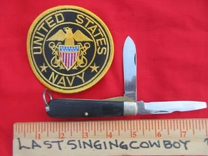 Camillus New York USA 2-Bld Pocket Knife, USN PATCH, 1960's BLADE & SCREWDRIVER - Picture 1 of 21