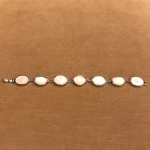 Womens Lia Sophia Bracelet Silver Tone Pink Beads Stones Costume Fashion Jewelry - Picture 1 of 6