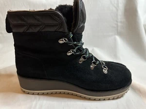 UGG Birch wasserdichte schwarze Wildleder Wolle Keilabsatz Schneeschuhe Stiefel Größe 7,5 Damen - Bild 1 von 12