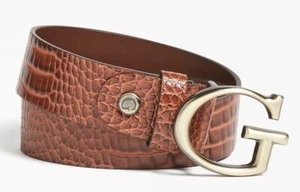 GUESS Raffie Kroko G Gold Logo Damen Gürtel IN Kognak - Bild 1 von 2