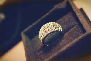 YELLOW GOLD GP LAB DIAMOND ANNIVERSARY WEDDING PARTY WIDE FASHION BAND RING - Picture 1 of 8