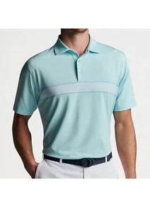 Mens Peter Millar Summer Comfort Performance Golf Polo Shirt Blue Stripe XL - Picture 1 of 7