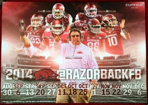 Arkansas Razorbacks 2014 Football Schedule Poster Red White Spring Game SEC Cover
