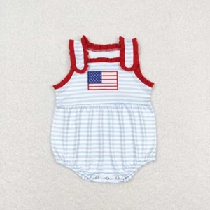 Baby Girls Flag 4th Of July Sibling Rompers Clothes Sets - Picture 1 of 7