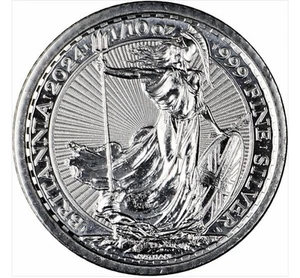 2024 Great Britain UK Britannia BU Unc MS 1/10 oz 0.999 20 Pence Silver Coin - Picture 1 of 5