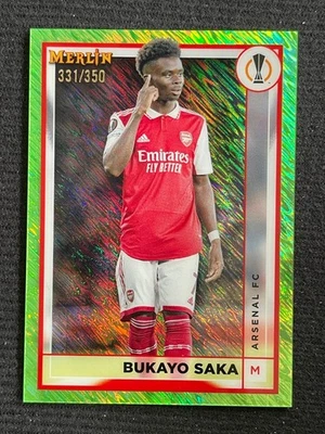 Bukayo Saka 2022-23 Topps Merlin Neon Green Shimmer 331/350 #12 - Image 1 of 2