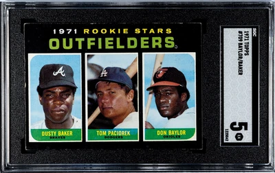 Topps Baseball 1971 #709 Rookie Star Outfielders Dusty Baker Don Baylor EX SGC 5 Foto 1 de 2