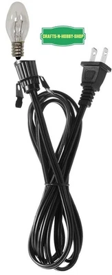 CRAFTS-N-HOBBY-SHOP Clip in Lamp Black Cord for Christmas Salt Lamp Pumpkin Lights