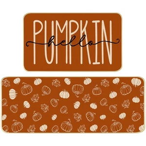 Kürbis Küchenteppiche 2er Set, Terrakotta Küchenmatten für Boden, Gebrannt Orang... - Bild 1 von 7