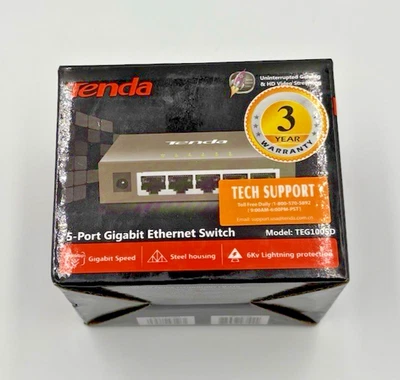 TENDA-5-Port Gigabit Ethernet Switch, Model:TEG1005D, 10/100/1000Mbps. Unmanaged - Image 1 of 4