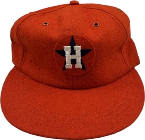 RARE 1960s Houston Astros Fitted Wool Hat Flat Bill Leather Lined MLB F1 - Picture 1 of 8