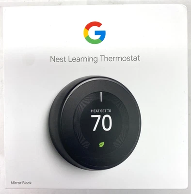 Google Nest Learning Thermostat T3018US - Mirror Black - NEW - Image 1 of 4