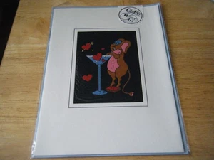 Cash's Woven Greetings Card - Cute Mouse? with Champagne glass - Picture 1 of 2