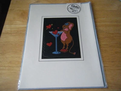 Cash's Woven Greetings Card - Cute Mouse? with Champagne glass - Image 1 of 2