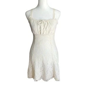 Forever 21 Milkmaid Mini Dress Womens XS Floral Lace Cottagecore Coquette Y2K - Picture 1 of 8