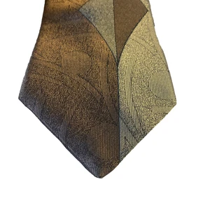 Vintage John Harson Necktie Mens Abstract Geometric Polyester USA 90s Brown Silv - Picture 1 of 7
