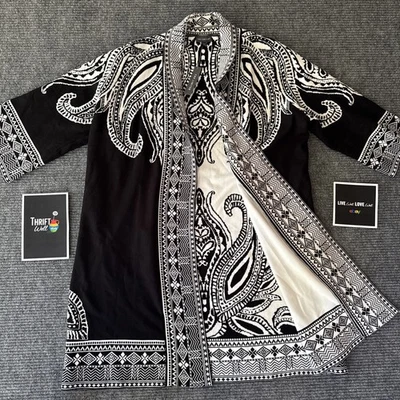 The LIMITED Jacquard Open Front Cardigan Womens Large Size Black White NWT - Image 1 of 4