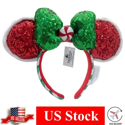 Diadema limitada con lazo púrpura bastón de caramelo de menta roja oreja de Disney Foto 1 de 4