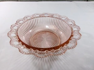 Vintage Pink Depression Glass Anchor Hocking Old Colony Lace Edge Serving Bowl - Picture 1 of 8