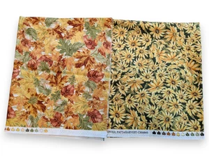 2 pc Timeless Treasures Fabric Autumn Harvest Fall Leaves Sunflowers Fat Quarter - Picture 1 of 6
