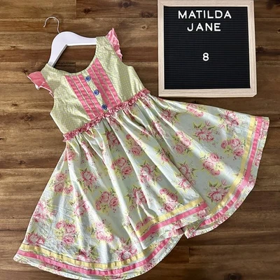 Vestido giratório Matilda Jane Happy and Free Heat Wave sem mangas floral rosa verde 8 - Imagem 1 de 4