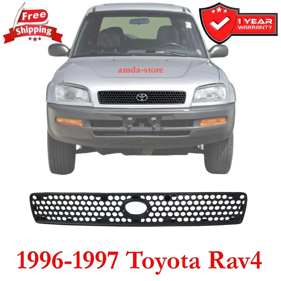 Grille For 1996-1997 Toyota Rav4 Front Textured Black Plastic TO1200208 - Image 1 of 4