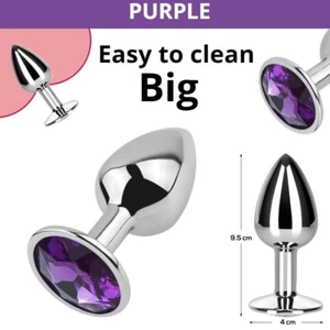 Big Anal Plug Edelstahl mit Lila Kristall ButtPlug Anal Stöpsel 💕 Ø 4cm 💕 XL - Bild 1 von 9