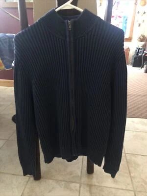 LL BEAN Full Zipper Cardigan Sweater-Cotton-Blue SZ MEDIUM - Image 1 of 4