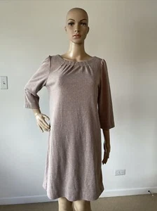 Vestido Fossil marrón claro espina de arenque Chevron mezcla algodón lavable a máquina M - Imagen 1 de 12