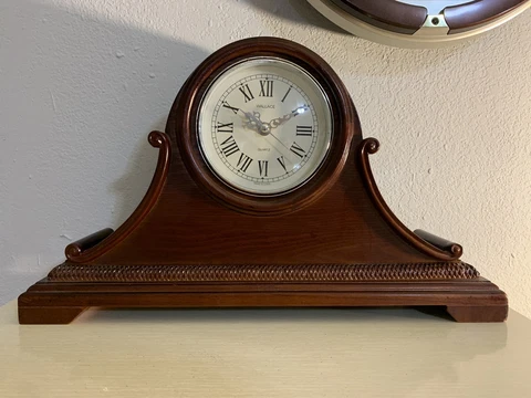 Vintage Wallace Silversmith Cherry Wood Grain Quartz Mantel Clock Cover