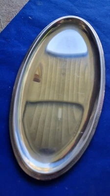 Vassoio Ovale VINTAGE Acciaio Inox Decorato Lucido Inossidabile Con Decorazioni - Immagine 1 di 4