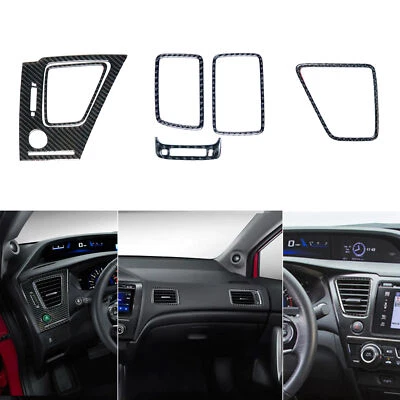 6Pcs Carbon Fiber Interior Air Vent Outlet Trim Cover For Honda Civic 2013-2015  Foto 1 de 4