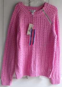 American Eagle Girls Pink Cable Style Sweater Size Medium  NWT - Picture 1 of 4