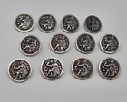12 pcs Julius Caesar Roman Silver Plastic Craft Sewing Shank Buttons 13mm