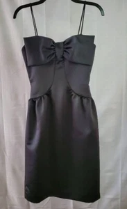 Act I New York Elegant Black Satin Cocktail Vintage Dress with Bow Detail Size 7 - Picture 1 of 6