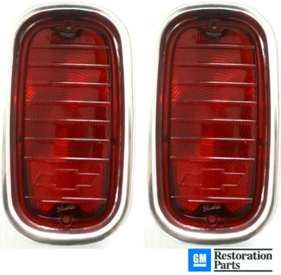  60-66 雪佛兰/吉姆西卡车车队后红尾灯镜片带铝装饰一对 — 第 1/4 张图片