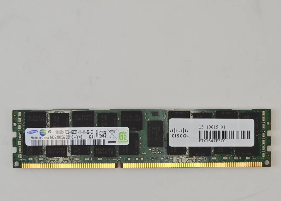 M393B2G70BH0 Cisco / SAMSUNG 16GB PC3-12800R DDR3-1600MHz ECC Registrado Foto 1 de 1
