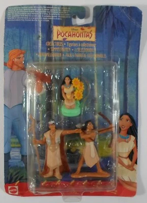 MATTEL DISNEY DE COLECCIÓN 1994 POCAHONTAS 3 x FIGURAS COLECCIONABLES MOSC TARJETA SELLADA Foto 1 de 4