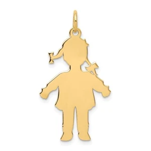 Real 14kt Yellow Gold Plain Polished Large Girl Charm - Picture 1 of 6