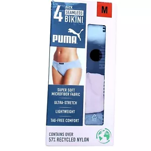 PUMA Med Underwear 4-Pack Seamless Bikini Underpants Medium Coverage Panties - Picture 1 of 13