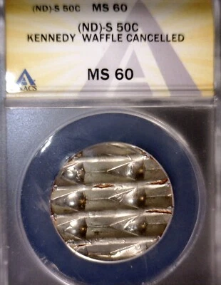ERROR ANACS MS60 BU PROOF WAFFLED Kennedy Half Dollar Coin STRUCK DETAILS Waffle - Image 1 of 4