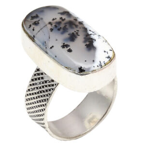 Dendritic Opal Gift For Women's 925 Silver Plated Jewelry Ring "9"
