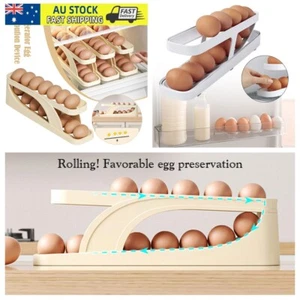Rolldown Refrigerator Eggs Dispenser Auto Rolling Egg Holder 2 Tier Storage Rack - Picture 1 of 16
