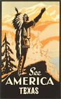 See American Texas Travel Poster Vintage Style Retro 20 x 30 1930s Wall Art