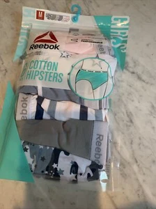 BNWT girls reebok 6 pack cotton hipsters medium 8-10 stretch stripe blue - Picture 1 of 8