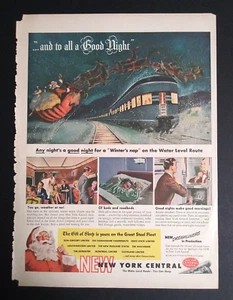 New York Central Train Santa Christmas Cut Vintage Magazine Print Ad 1946 - Picture 1 of 5